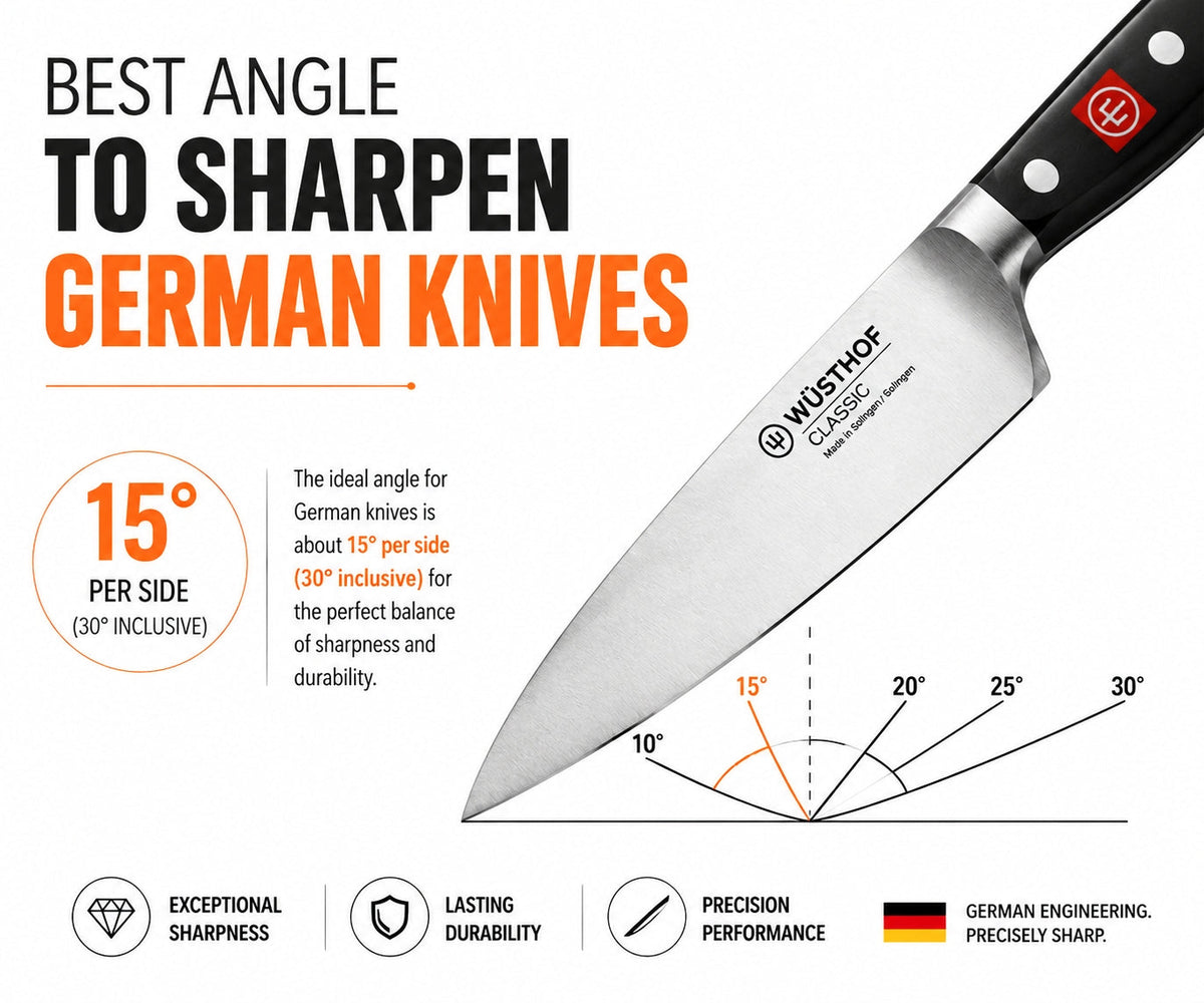 The Best Angle to Sharpen German Knives-Wüsthof, Zwilling & Western Knife