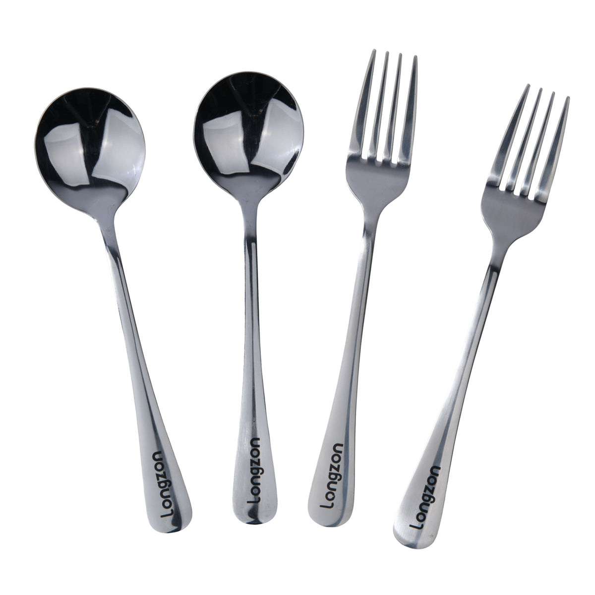 Longzon Stainless Steel Silverware Set, Modern Flatware Set Including Spoons and Forks, Mirror Polished Cutlery for Home Kitchen and Restaurant, Dishwasher Safe
