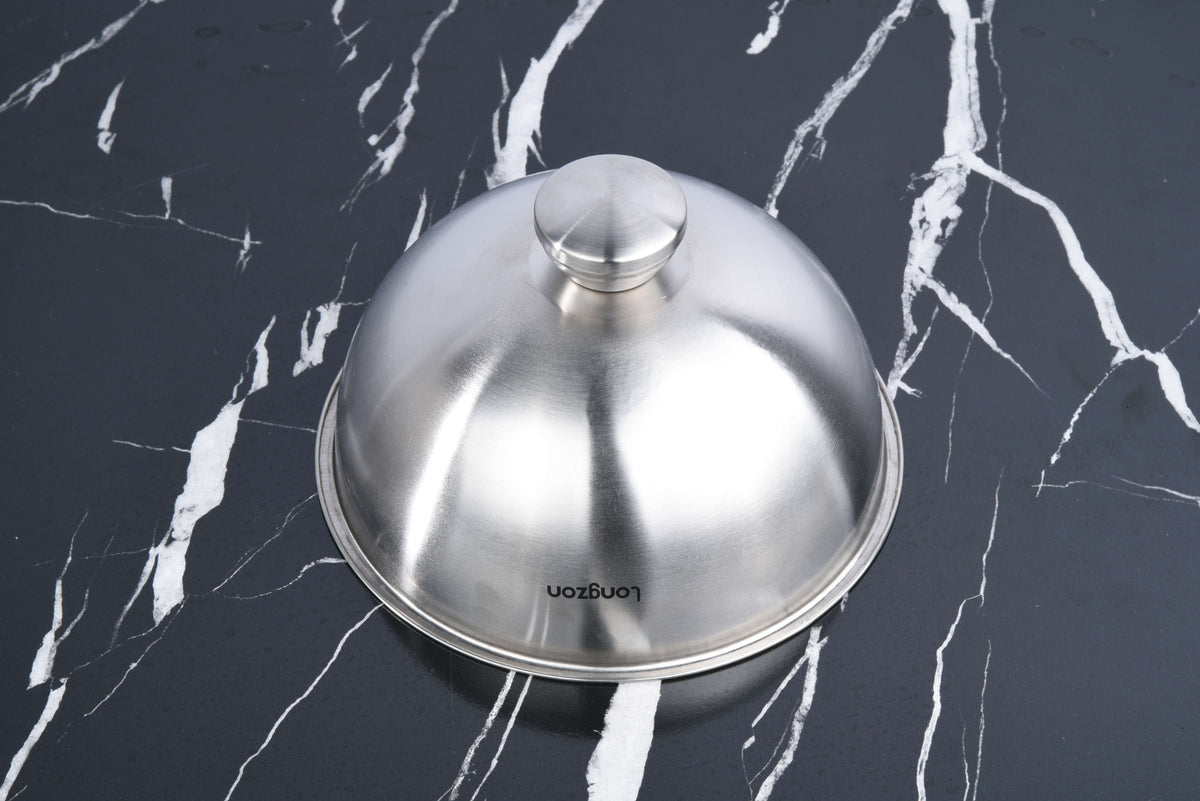 Longzon Stainless Steel Melting Dome,Round Grilling Lid,Cheese Melting Cover for Griddle and Indoor Outdoor Grill,Steaming Cover for Burgers,Vegetables,and Pizza,Professional BBQ Accessory