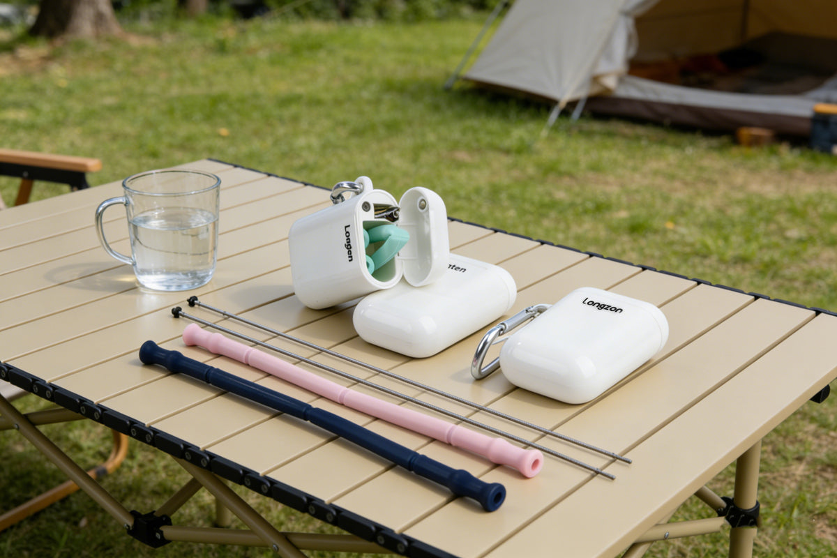 Longzon Reusable Silicone Straws, Eco-Friendly Silicone Drinking Straws with Cleaning Brush, Premium Food Grade Rustproof Straws for Tumblers, Smoothies and Juice, Dishwasher Safe