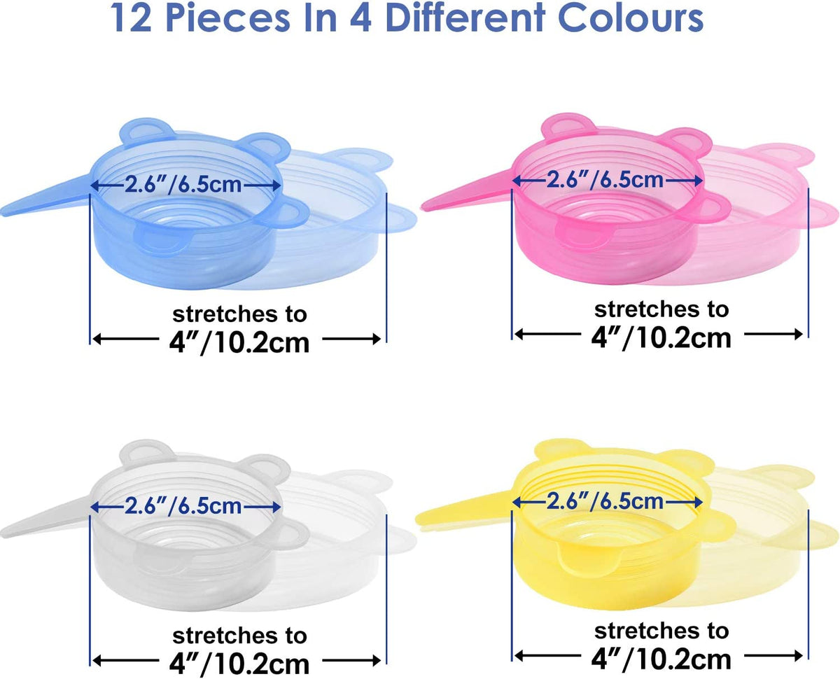 longzon Silicone Stretch Lids/Pet Food Can Covers/12 Pack