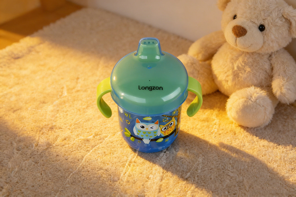 Longzon Sippy Cup for Toddlers, Leak-Proof Baby Training Cup with Lip-Activated Valve, Food Grade BPA-Free Spill Proof Miracle Cup for Kids Learning to Drink