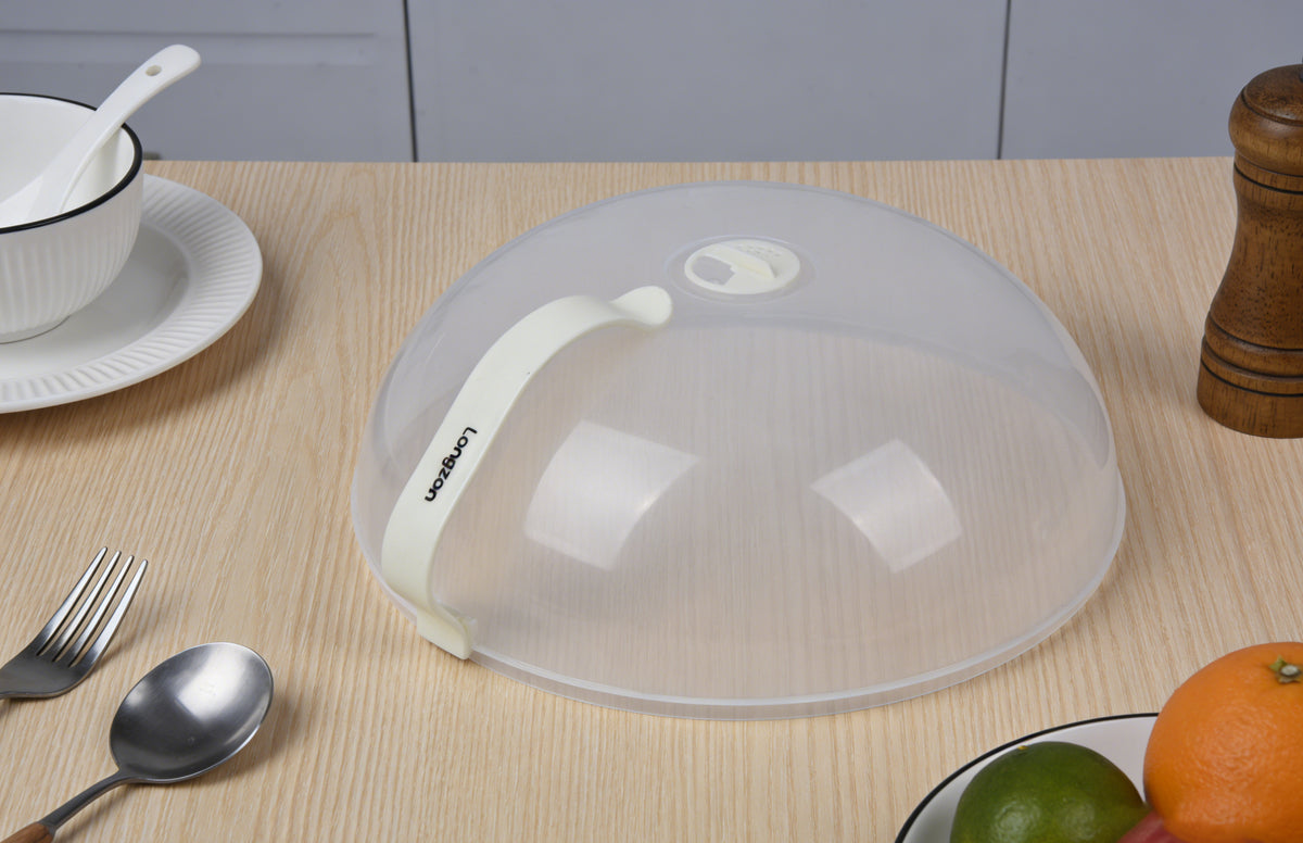 Longzon Microwave Splatter Cover for Food,High Temperature Resistant Microwave Cover with Handle,Clear Splatter Guard Lid with Adjustable Steam Vents,BPA-Free Food Grade Material
