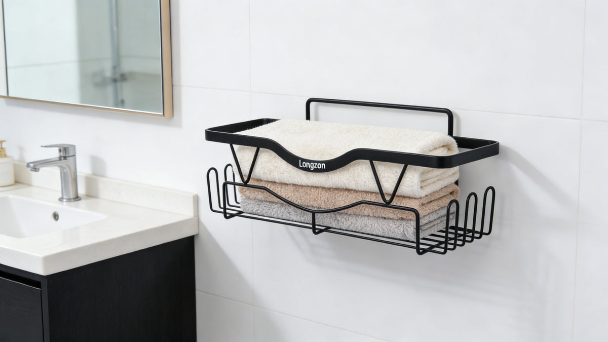 Longzon Sink Caddy Sponge Holder, Stainless Steel Kitchen Sink Organizer, Compact Dish Soap Drainer Rack with Removable Drip Tray, Rustproof Countertop Storage for Sponges and Brushes