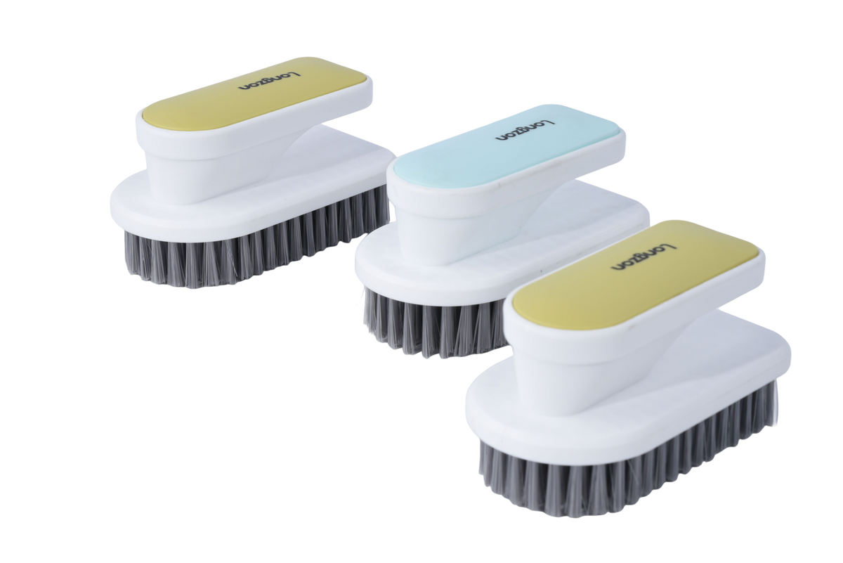 Longzon Soft Bristle Scrub Brush Set, Multi-Purpose Cleaning Brush for Shoes,Clothes,Laundry,Bathroom,Shower,Carpet,Household Scrubbing Brushes with Ergonomic Handle
