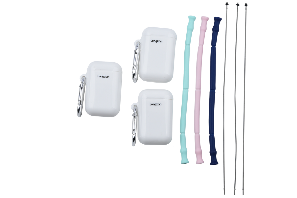 Longzon Reusable Silicone Straws, Eco-Friendly Silicone Drinking Straws with Cleaning Brush, Premium Food Grade Rustproof Straws for Tumblers, Smoothies and Juice, Dishwasher Safe