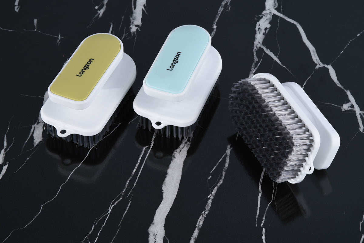 Longzon Soft Bristle Scrub Brush Set, Multi-Purpose Cleaning Brush for Shoes,Clothes,Laundry,Bathroom,Shower,Carpet,Household Scrubbing Brushes with Ergonomic Handle