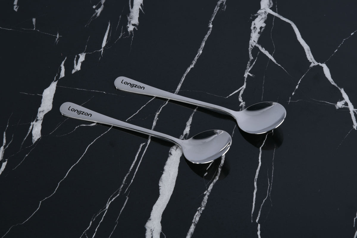 Longzon Stainless Steel Silverware Set, Modern Flatware Set Including Spoons and Forks, Mirror Polished Cutlery for Home Kitchen and Restaurant, Dishwasher Safe