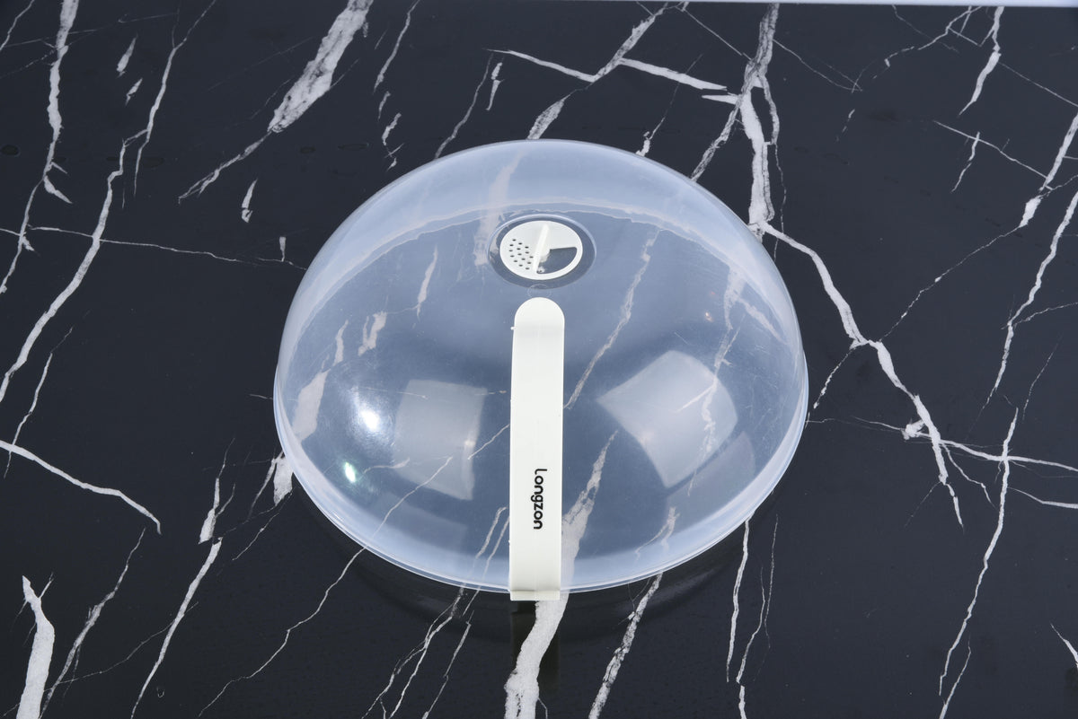 Longzon Microwave Splatter Cover for Food,High Temperature Resistant Microwave Cover with Handle,Clear Splatter Guard Lid with Adjustable Steam Vents,BPA-Free Food Grade Material