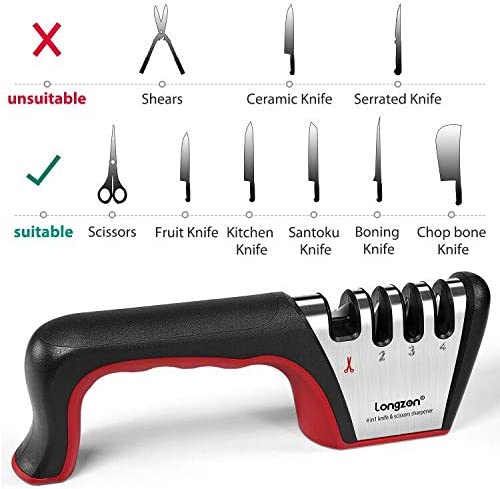  4-in-1 longzon [4 stage] Knife Sharpener with a Pair