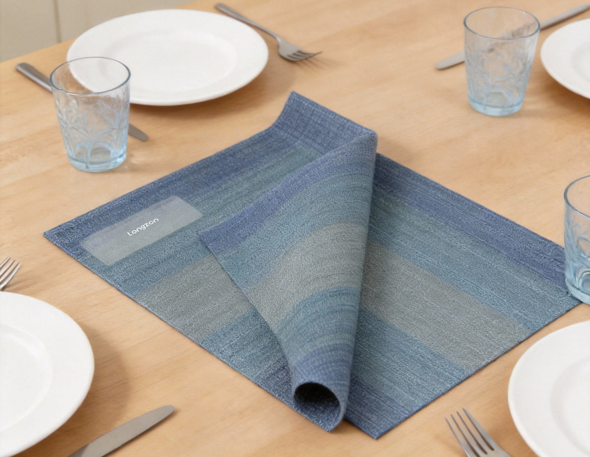 Longzon Heat Resistant Placemats for Dining Table, Non-Slip Washable Table Mats, Durable Crossweave Woven Vinyl Placemats for Kitchen, Indoor and Outdoor Use, Easy to Clean