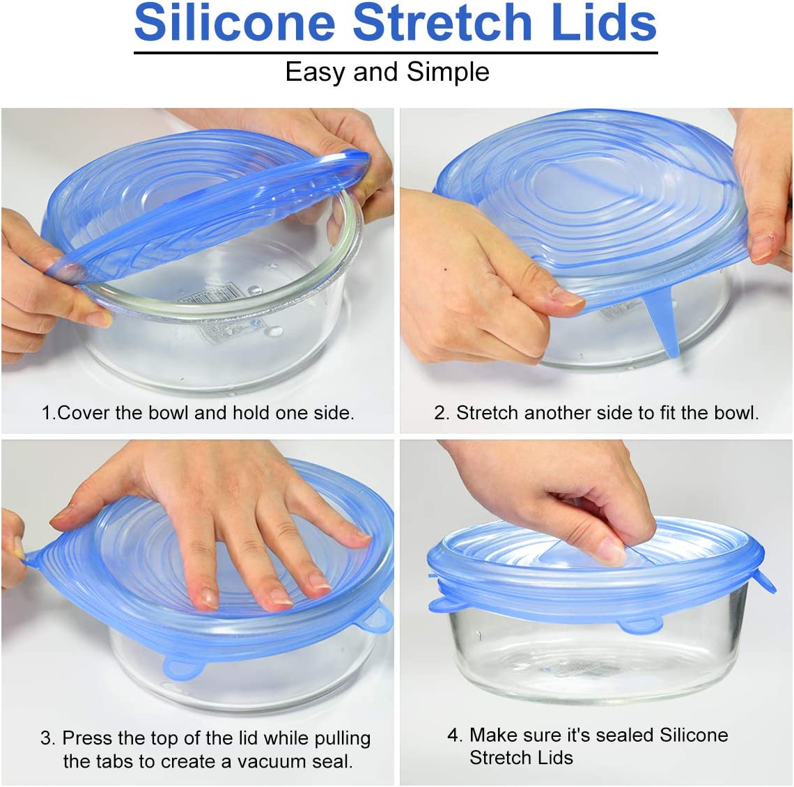 Silicone Stretch Lids, 12 Pack Reusable Silicone Bowl Covers, Flexible Food  Container Cover, Durable Silicone Lids for Bowls, Cans, Cups, Pots 