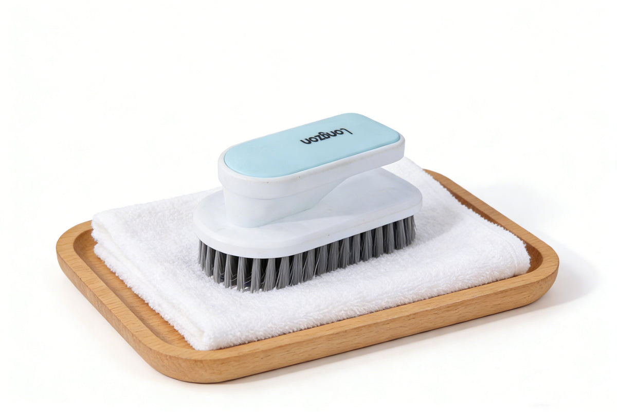 Longzon Soft Bristle Scrub Brush Set, Multi-Purpose Cleaning Brush for Shoes,Clothes,Laundry,Bathroom,Shower,Carpet,Household Scrubbing Brushes with Ergonomic Handle