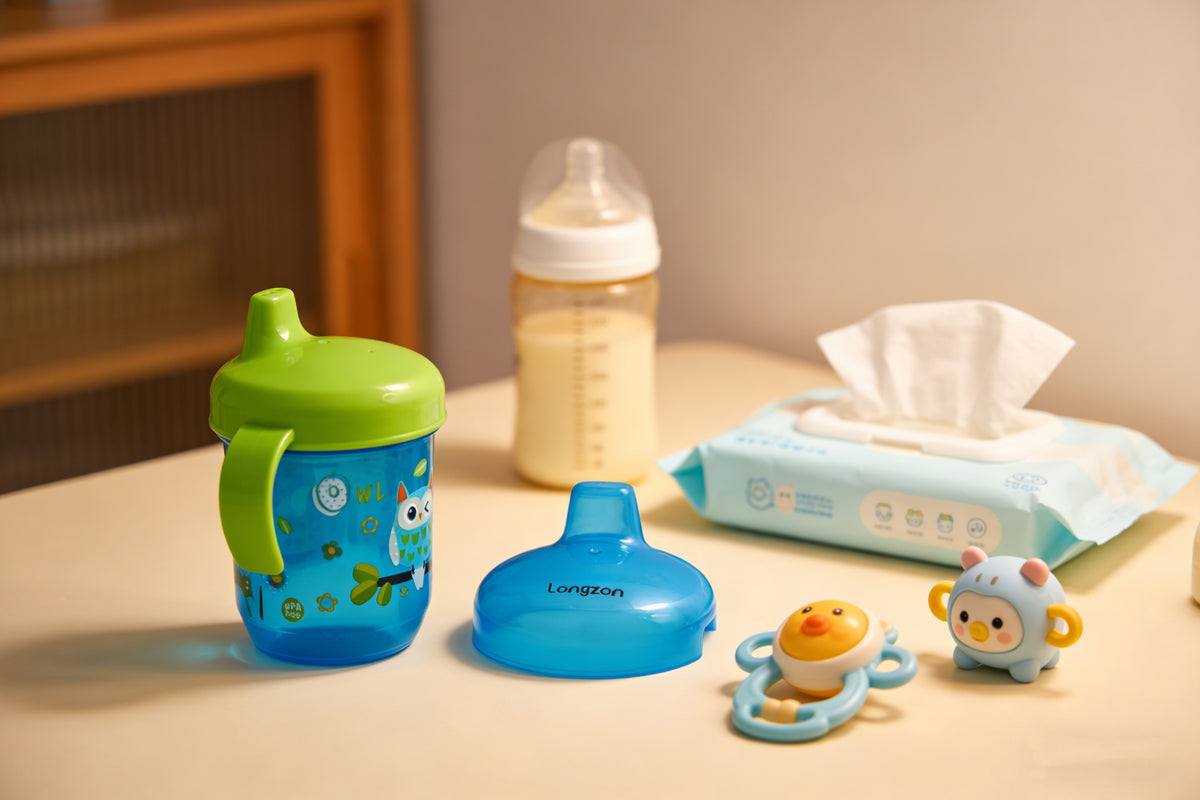 Longzon Sippy Cup for Toddlers, Leak-Proof Baby Training Cup with Lip-Activated Valve, Food Grade BPA-Free Spill Proof Miracle Cup for Kids Learning to Drink