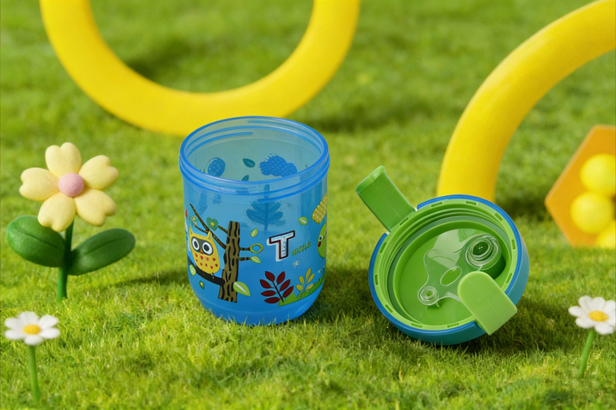 Longzon Sippy Cup for Toddlers, Leak-Proof Baby Training Cup with Lip-Activated Valve, Food Grade BPA-Free Spill Proof Miracle Cup for Kids Learning to Drink