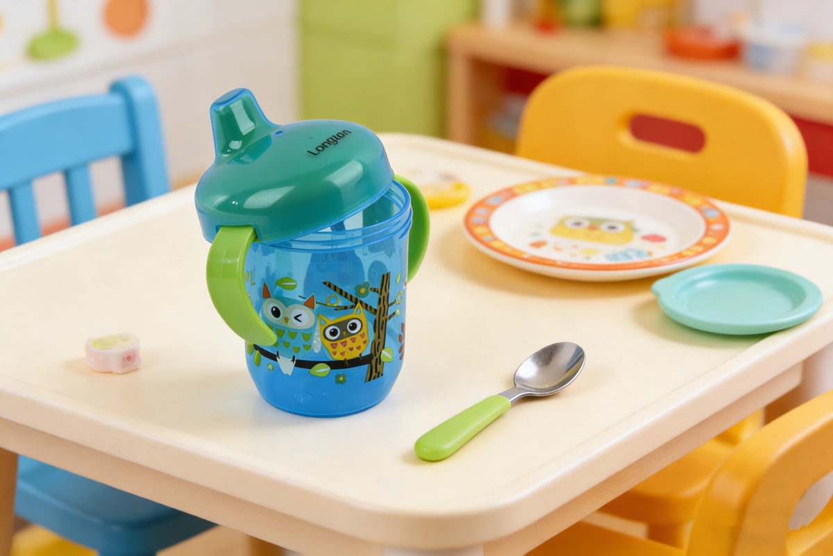 Longzon Sippy Cup for Toddlers, Leak-Proof Baby Training Cup with Lip-Activated Valve, Food Grade BPA-Free Spill Proof Miracle Cup for Kids Learning to Drink