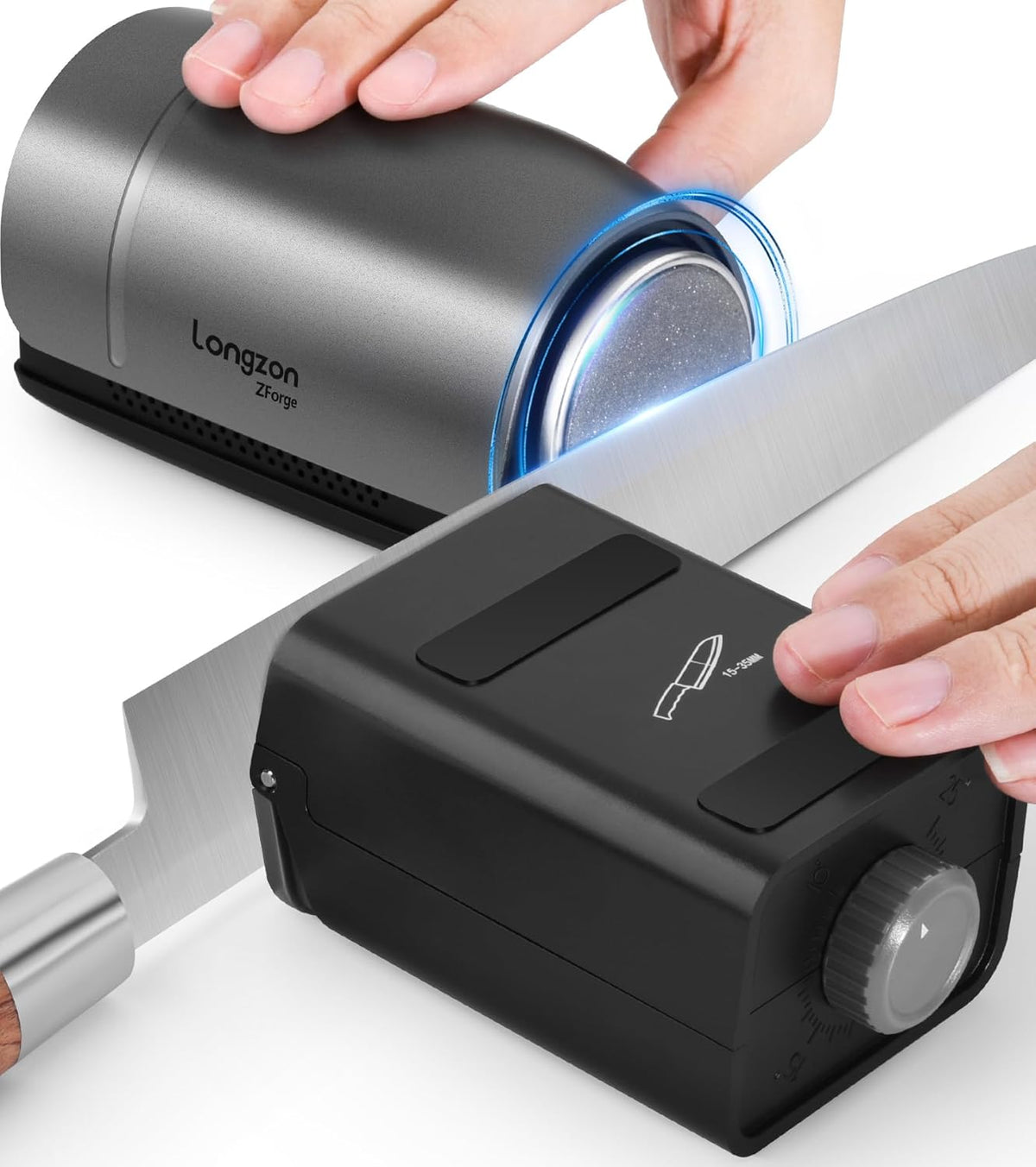 Longzon ZForge V2 Electric Rolling Knife Sharpener Adjustable 10°–25° Magnetic Angles