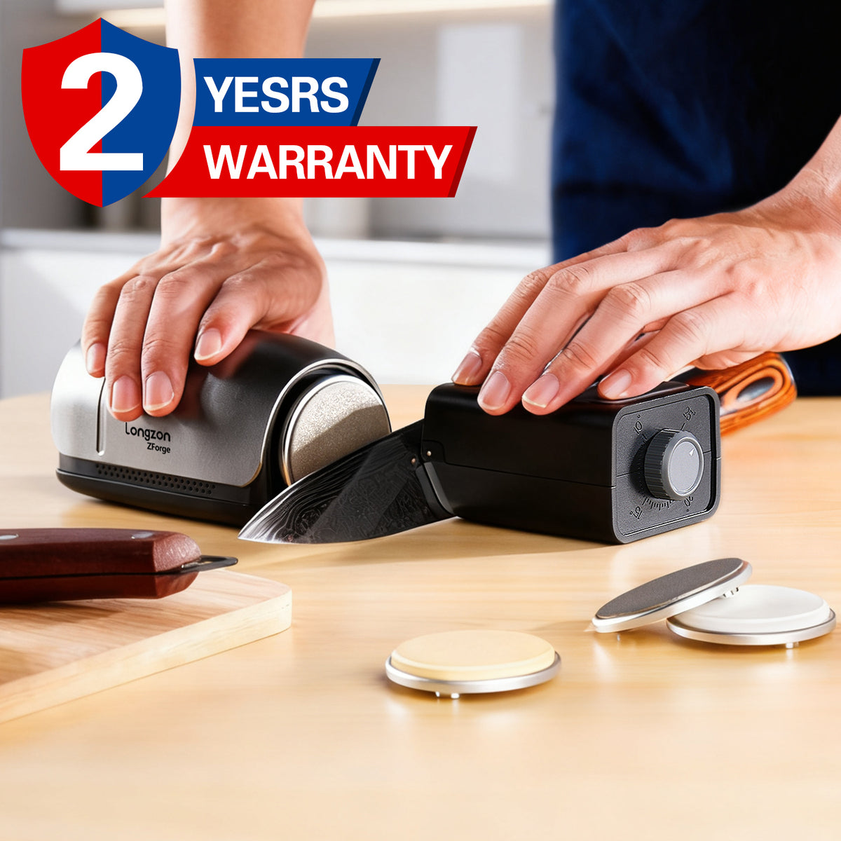 Longzon ZForge V2 Electric Rolling Knife Sharpener Adjustable 10°–25° Magnetic Angles